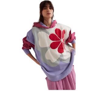 Free People We the Free Clover Hoodie Sweatshirt Poppy Combo NWT Oversized